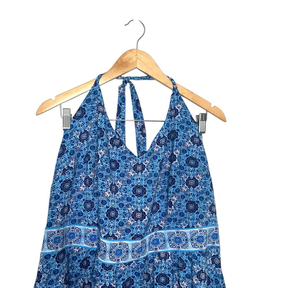 City Chic Women’s Blue Boho Halter Asymmetrical Handkerchief Hem Maxi Size Large - Picture 4 of 14